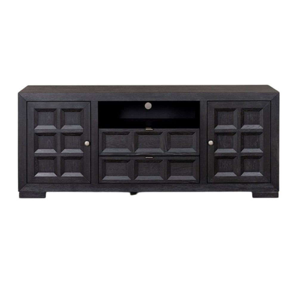 Kizie TV Stand Cabinet | Storage Drawers | Modern Black Wood | 72’’ BM333764