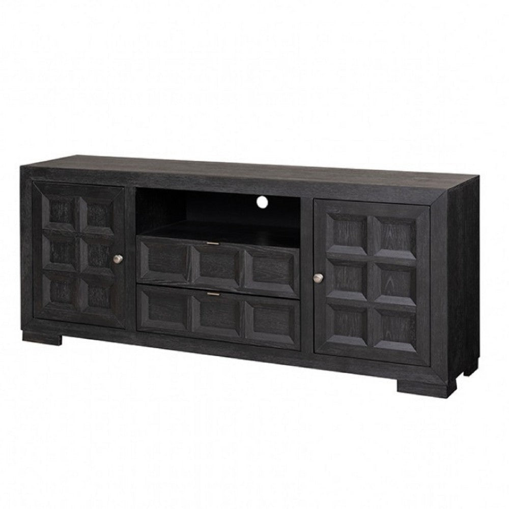 Kizie TV Stand Cabinet | Storage Drawers | Modern Black Wood | 72’’ BM333764