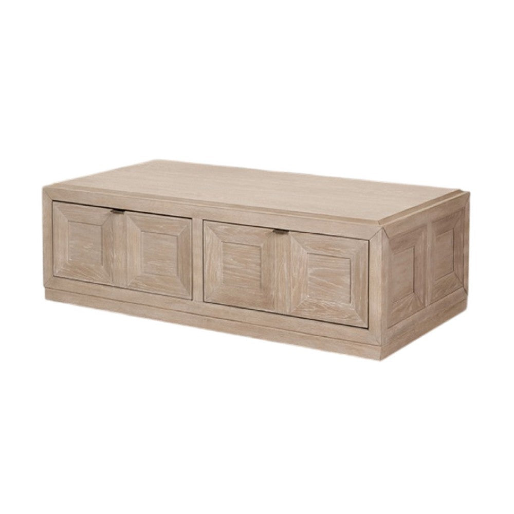 Kizie Coffee Table | 2 Drawers | Wheels | Tawny Brown Wood | 54’’ BM333765