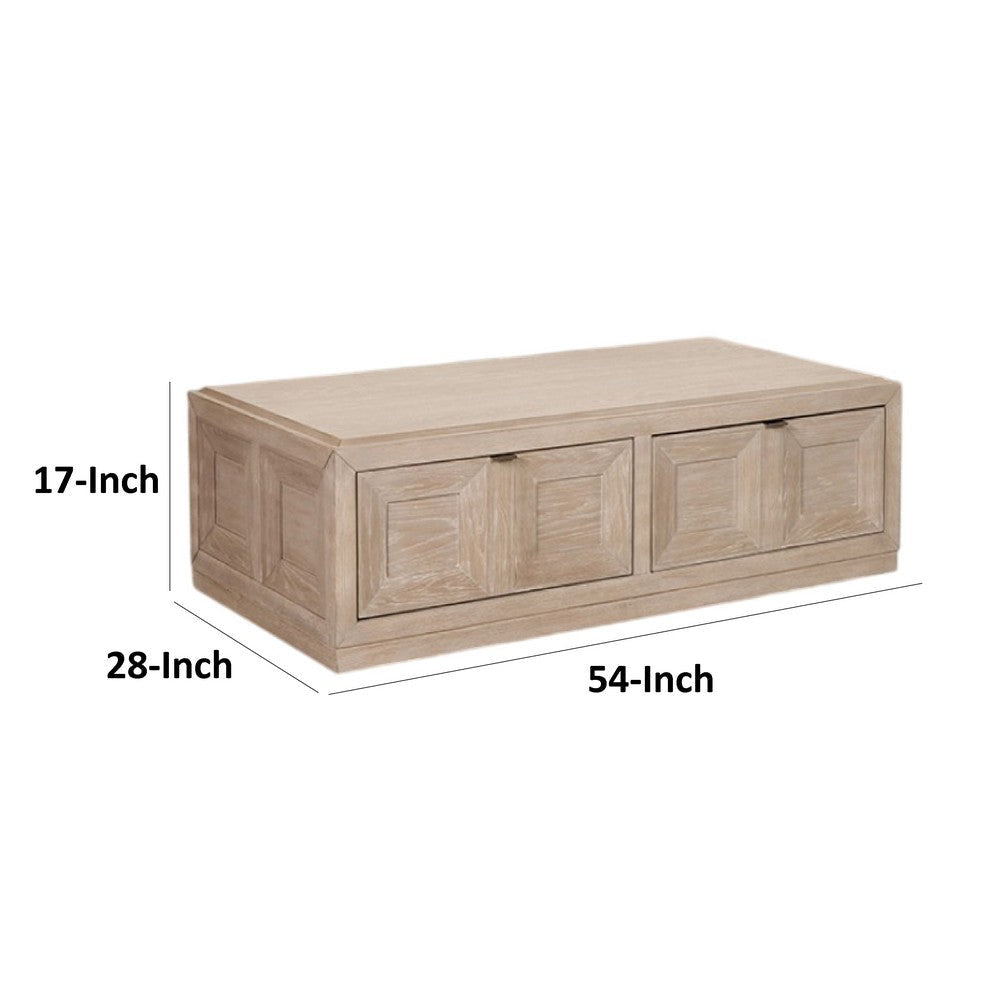 Kizie Coffee Table | 2 Drawers | Wheels | Tawny Brown Wood | 54’’ BM333765