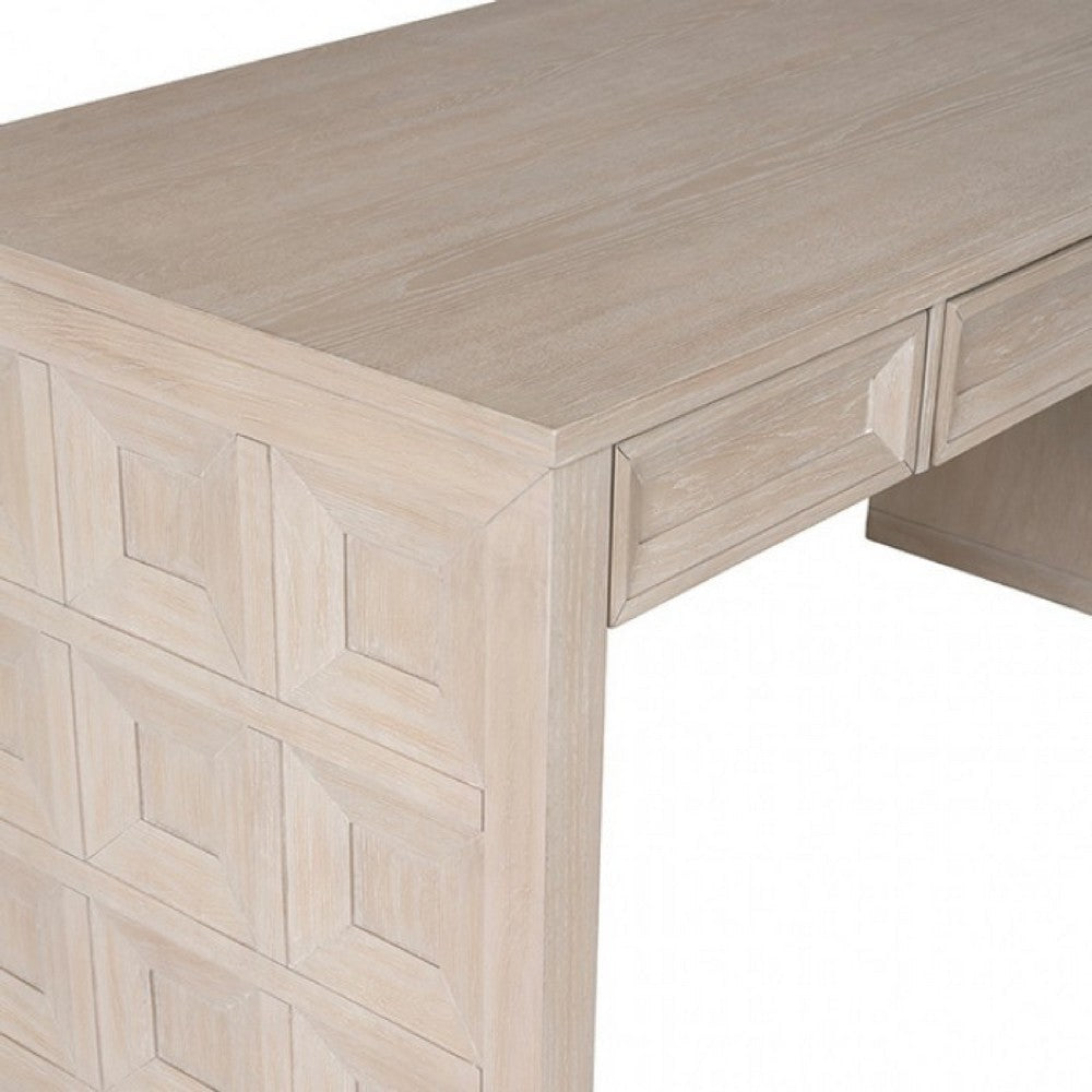 Kizie Writing Desk | 4 Drawers | Tawny Brown Wood | Rectangular 60’’ BM333766