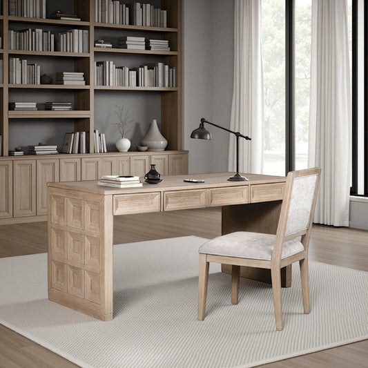 Kizie Writing Desk | 4 Drawers | Tawny Brown Wood | Rectangular 60"