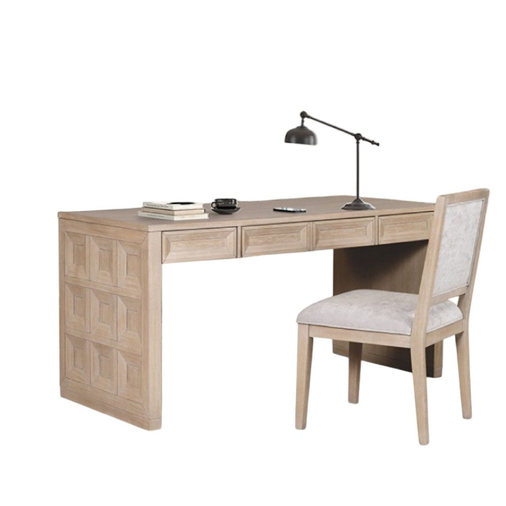 Kizie Writing Desk | 4 Drawers | Tawny Brown Wood | Rectangular 60"