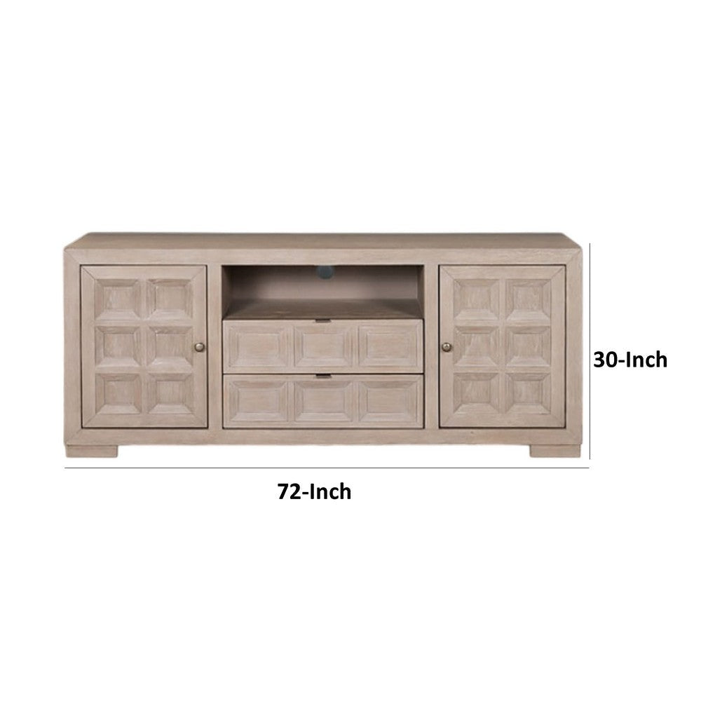 Kizie TV Stand Console | Storage Cabinets | Tawny Brown Wood | 72’’ BM333768