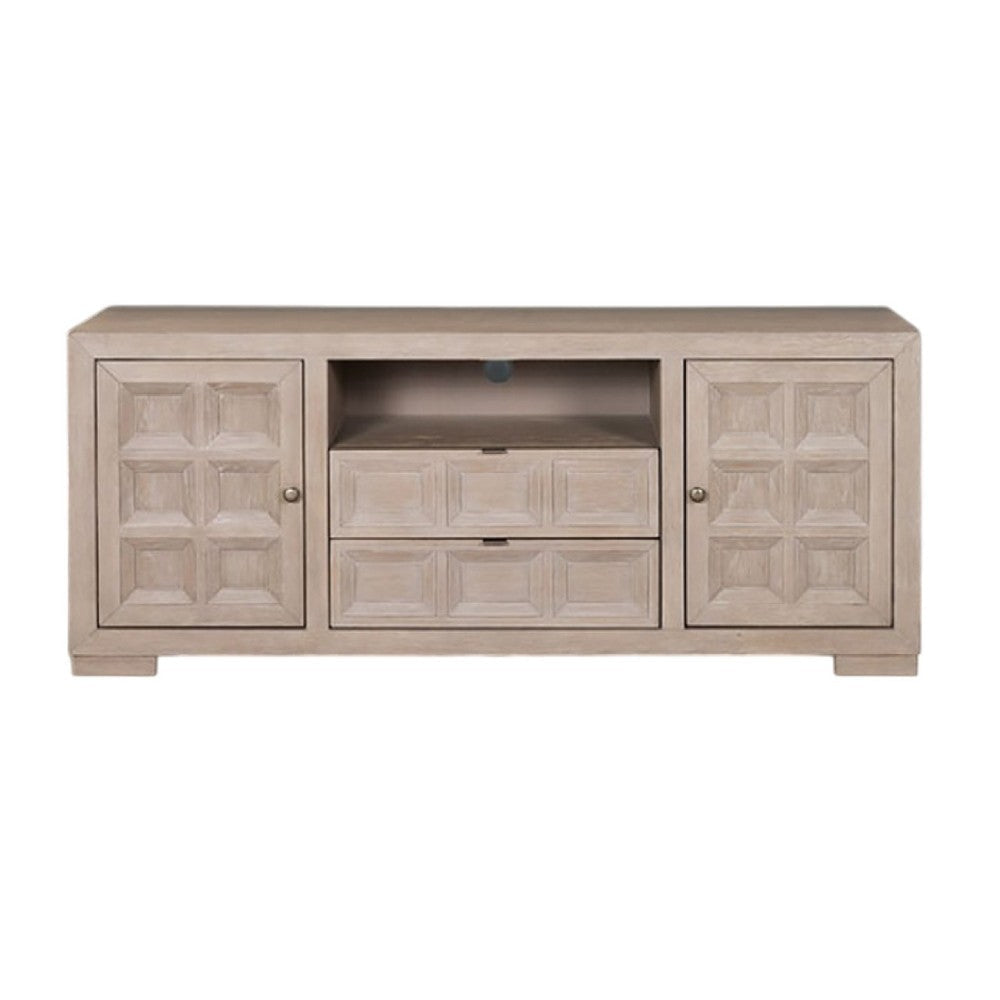 Kizie TV Stand Console | Storage Cabinets | Tawny Brown Wood | 72"