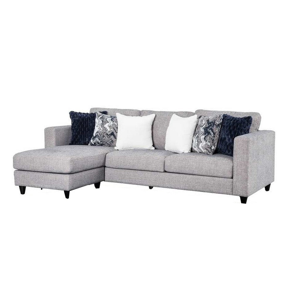 Harie Sectional Sofa with Chaise | 6 Pillow | Light Gray Chenille 101’’ BM333769