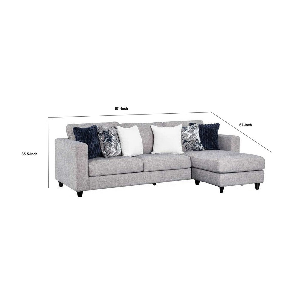 Harie Sectional Sofa with Chaise | 6 Pillow | Light Gray Chenille 101’’ BM333769