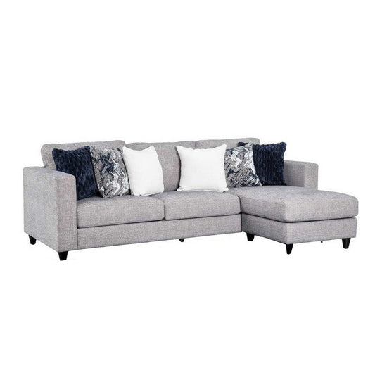 Harie Sectional Sofa with Chaise | 6 Pillow | Light Gray Chenille 101"