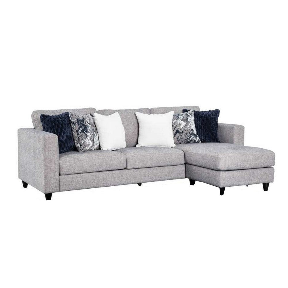 Harie Sectional Sofa with Chaise | 6 Pillow | Light Gray Chenille 101"