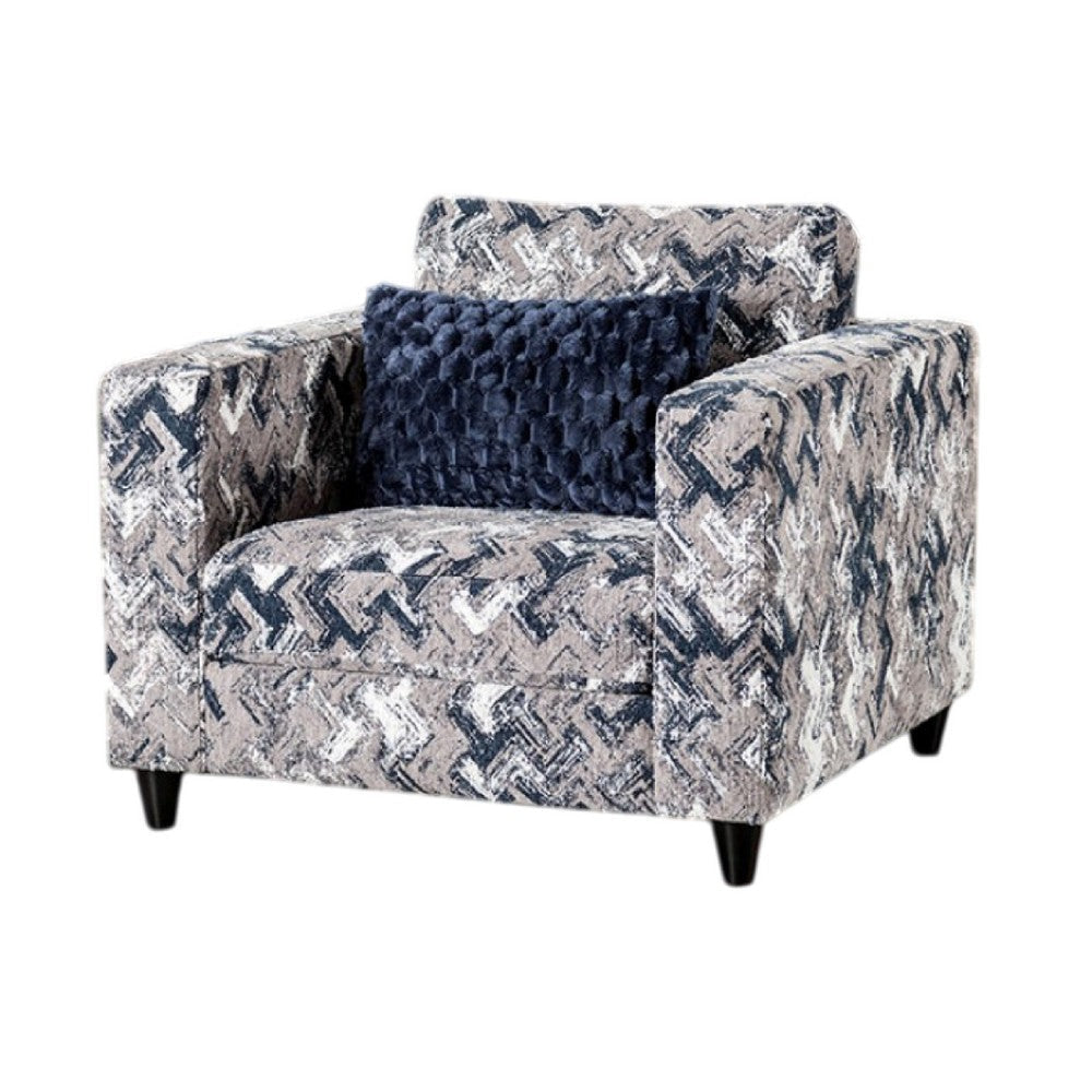 Harie Accent Club Chair | 1 Throw Pillow | Light Gray Chenille Pattern BM333770