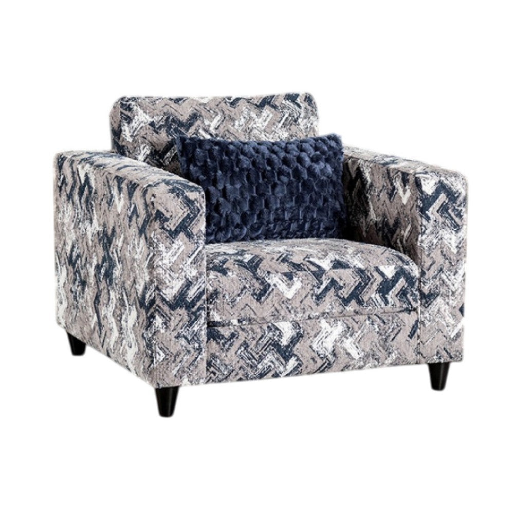 Harie Accent Club Chair | 1 Throw Pillow | Light Gray Chenille Pattern