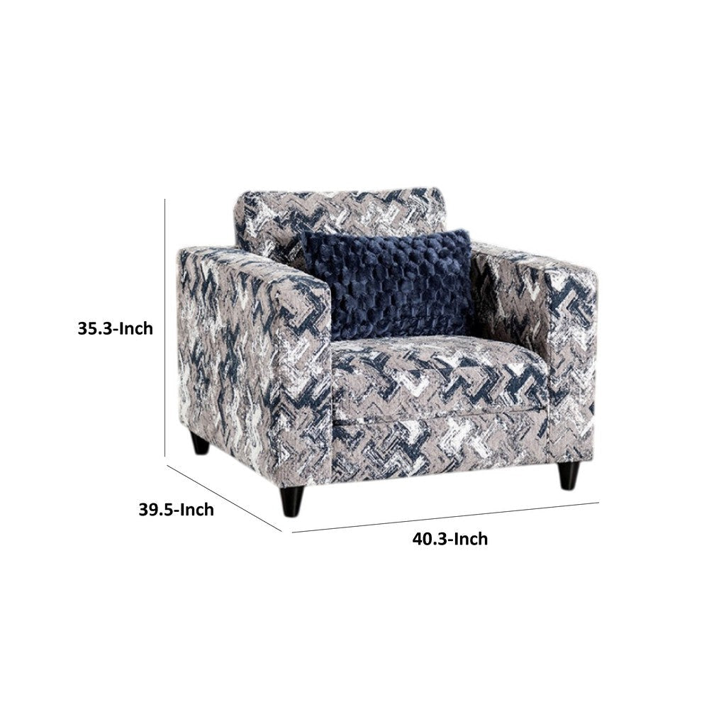 Harie Accent Club Chair | 1 Throw Pillow | Light Gray Chenille Pattern BM333770