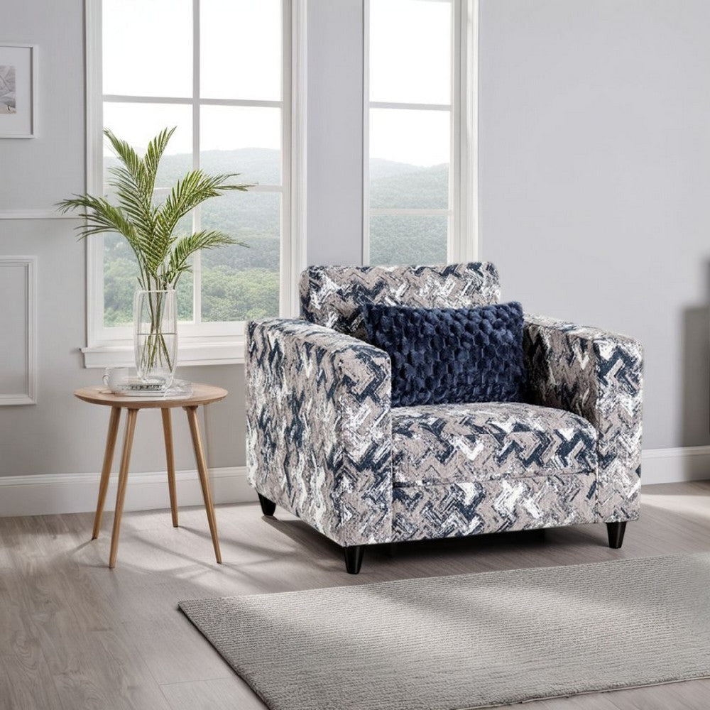 Harie Accent Club Chair | 1 Throw Pillow | Light Gray Chenille Pattern