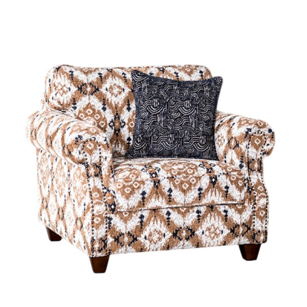 Serra Accent Club Chair | Accent Throw Pillow | Brown Greige Polyester