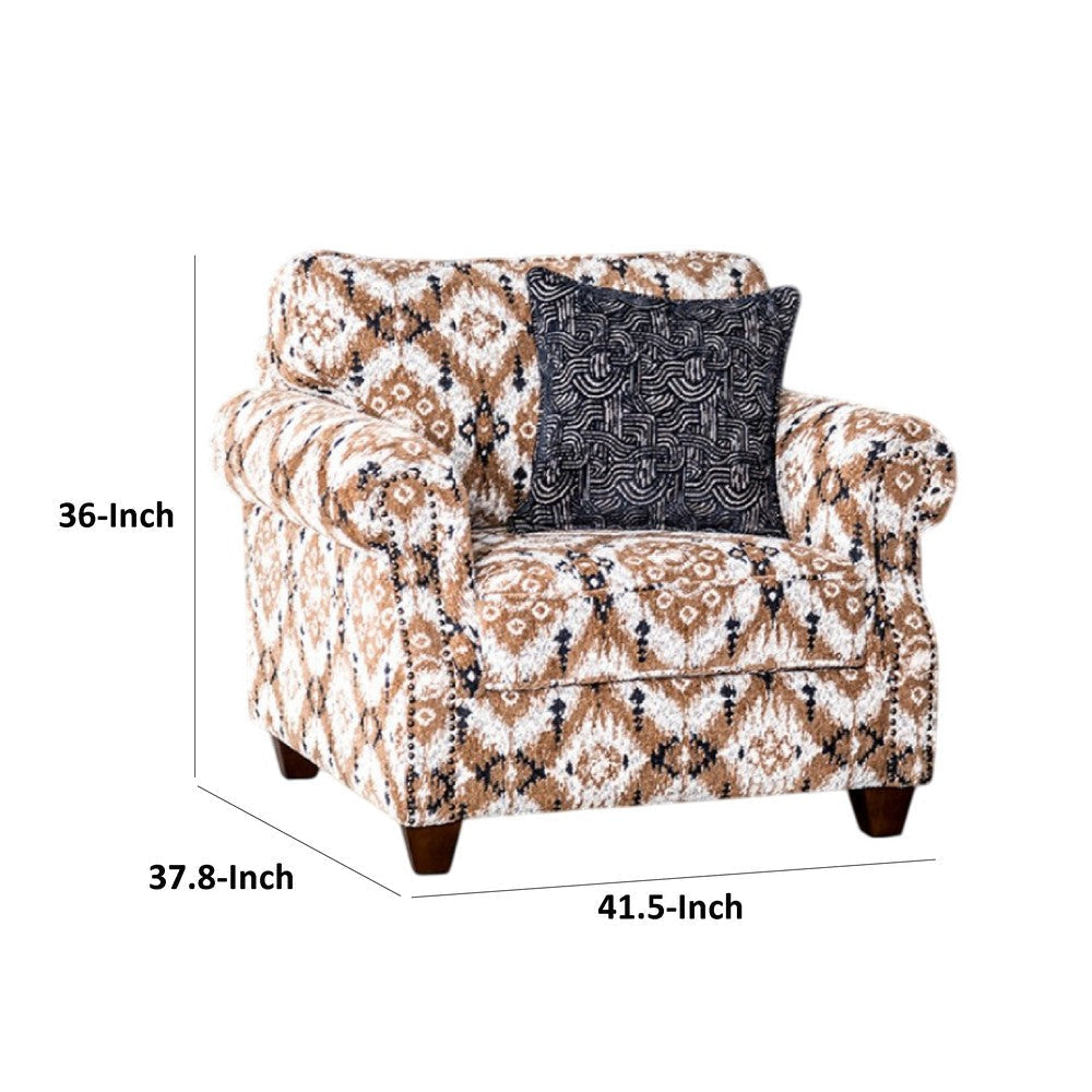 Serra Accent Club Chair | Accent Throw Pillow | Brown Greige Polyester BM333771