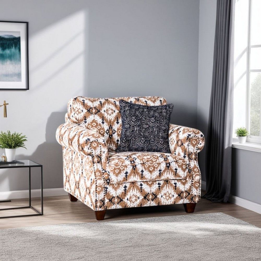 Serra Accent Club Chair | Accent Throw Pillow | Brown Greige Polyester