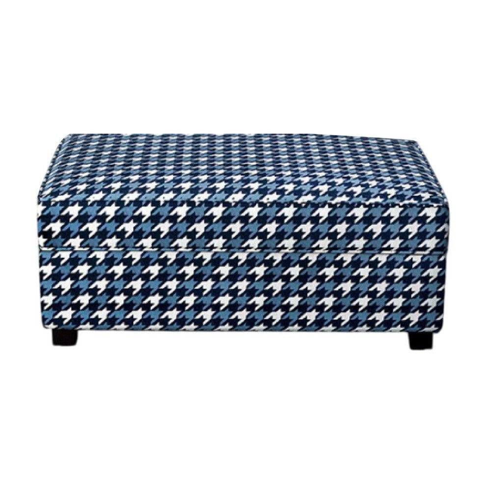 Colin Ottoman | Gray Blue White Houndstooth Polyester 40" Rectangular