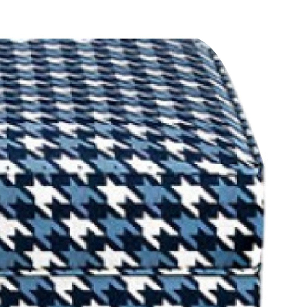 Colin Ottoman | Gray Blue White Houndstooth Polyester 40’’ Rectangular BM333774
