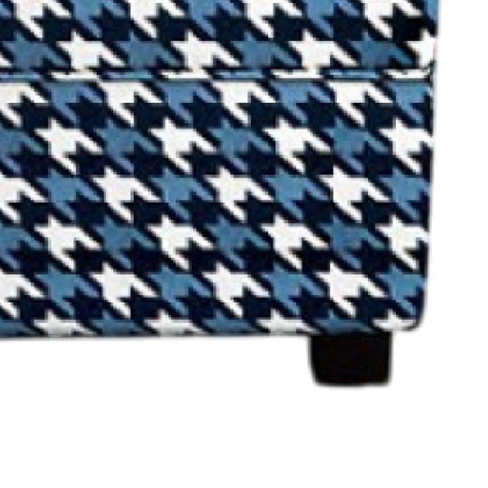 Colin Ottoman | Gray Blue White Houndstooth Polyester 40’’ Rectangular BM333774