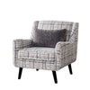 Riana Accent Chair | 1 Accent Pillow | Black White Plaid | Solid Wood