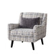 Riana Accent Chair | 1 Accent Pillow | Black White Plaid | Solid Wood
