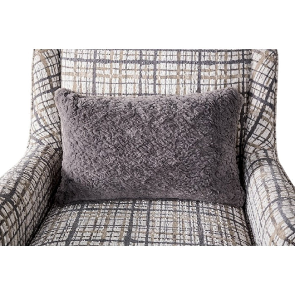 Riana Accent Chair | 1 Accent Pillow | Black White Plaid | Solid Wood BM333775