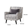 Riana Accent Chair | 1 Accent Pillow | Black White Plaid | Solid Wood BM333775