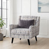Riana Accent Chair | 1 Accent Pillow | Black White Plaid | Solid Wood