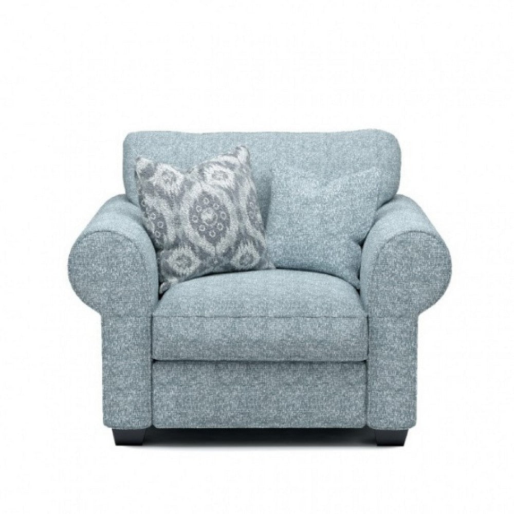 Berrie Accent Chair | Teal Blue Polyester | 2 Accent Throw Pillow BM333776