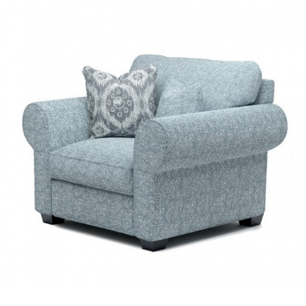 Berrie Accent Chair | Teal Blue Polyester | 2 Accent Throw Pillow BM333776