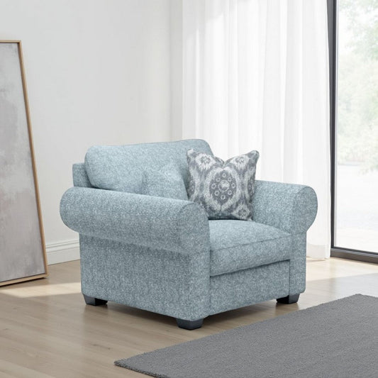Berrie Accent Chair | Teal Blue Polyester | 2 Accent Throw Pillow