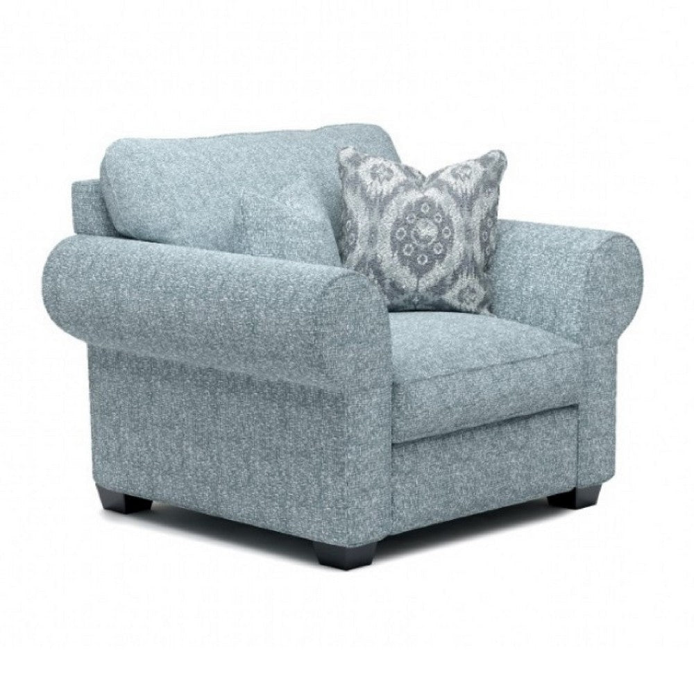 Berrie Accent Chair | Teal Blue Polyester | 2 Accent Throw Pillow