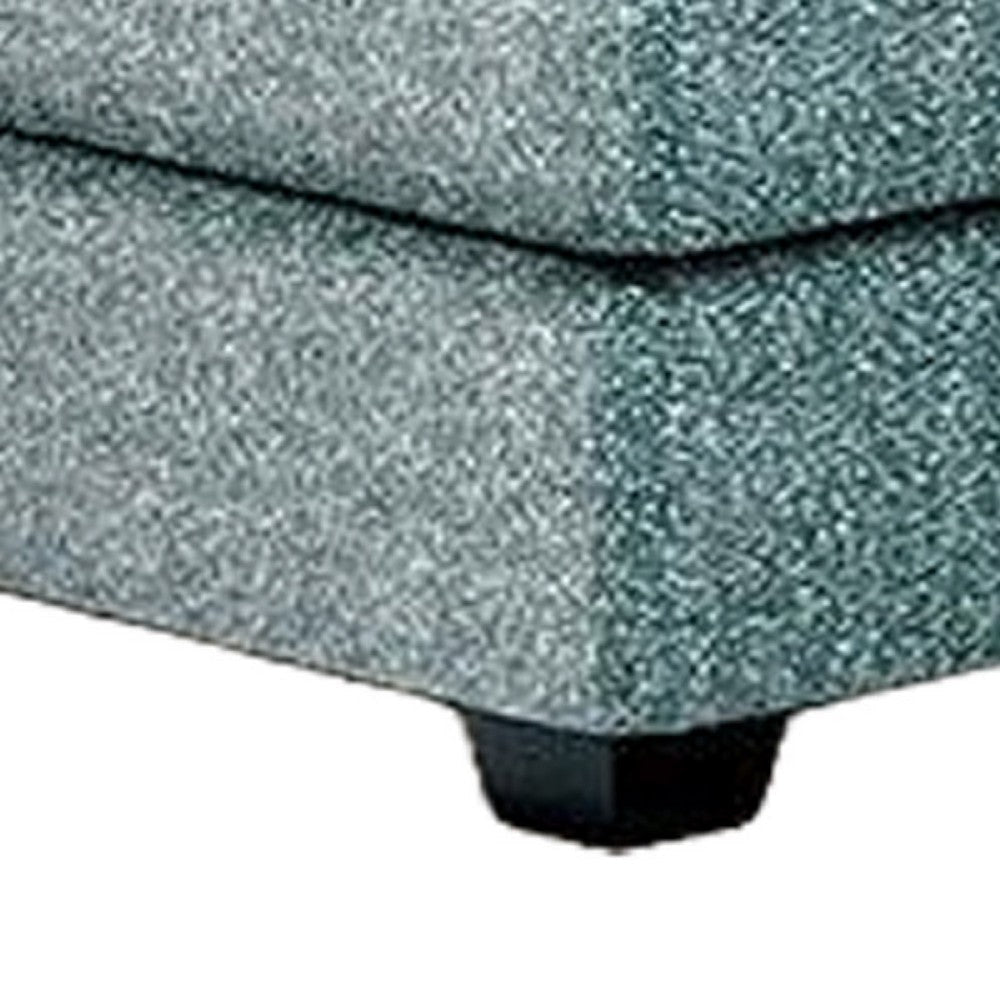 Berrie Ottoman | Teal Blue Polyester Cushioned Top | Black Wood | 40’’ BM333777
