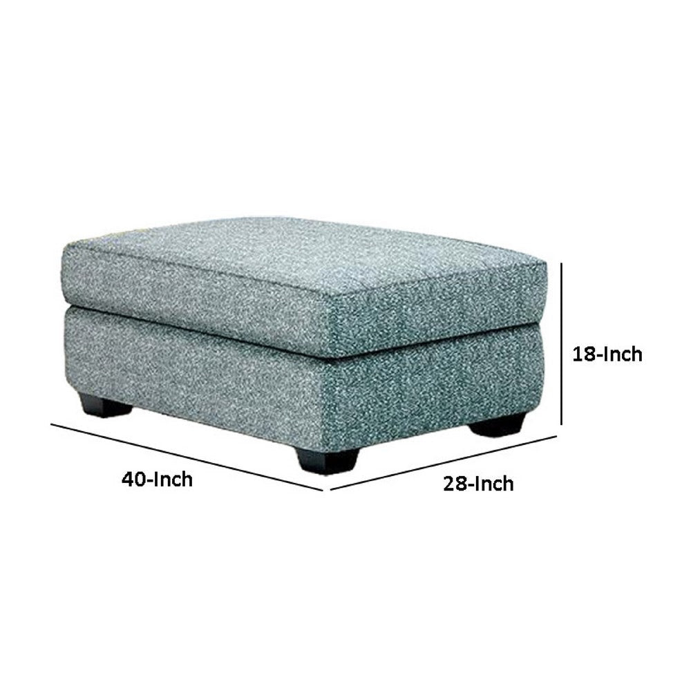 Berrie Ottoman | Teal Blue Polyester Cushioned Top | Black Wood | 40’’ BM333777