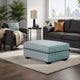 Berrie Ottoman | Teal Blue Polyester Cushioned Top | Black Wood | 40"
