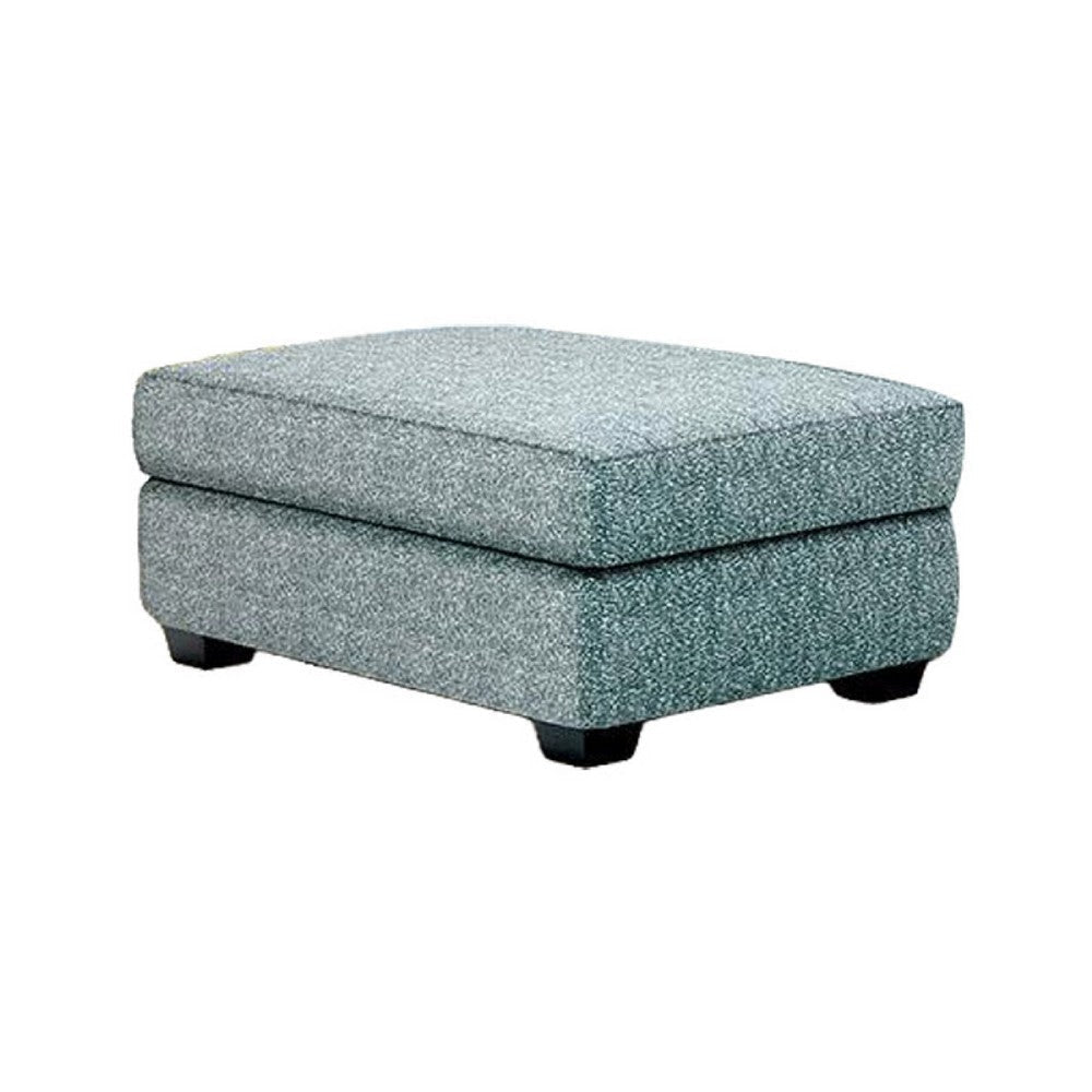 Berrie Ottoman | Teal Blue Polyester Cushioned Top | Black Wood | 40"