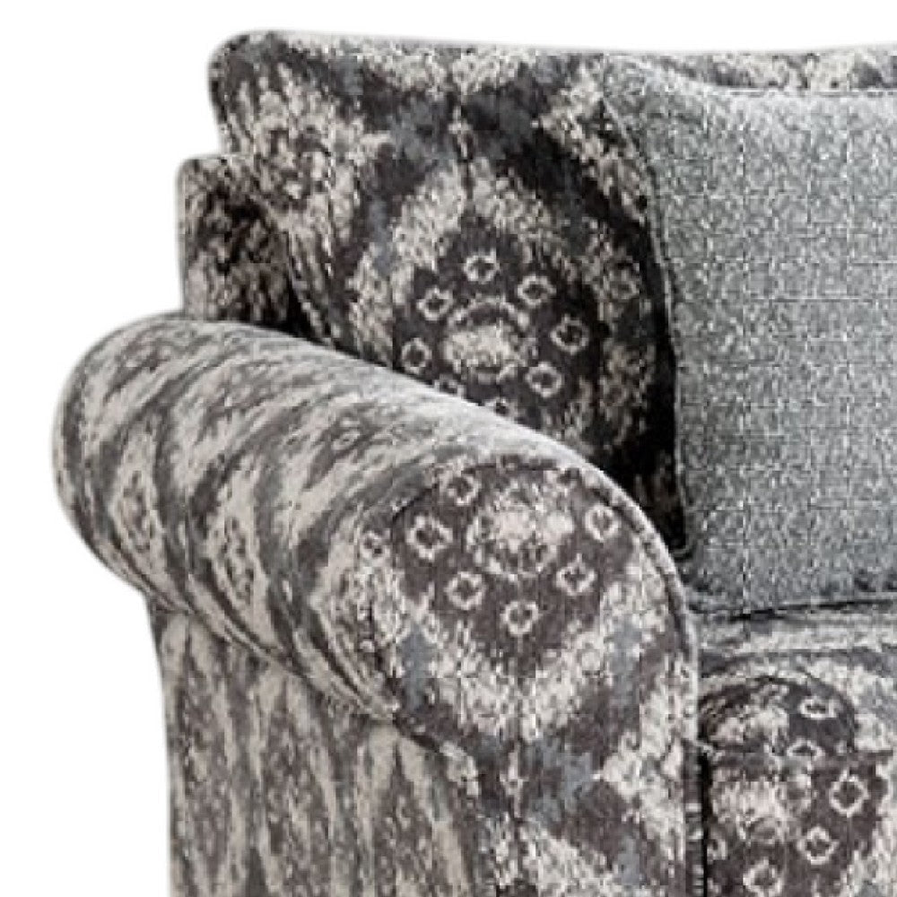 Berrie Accent Chair | 1 Throw Pillow | Geometric Gray White Polyester BM333778