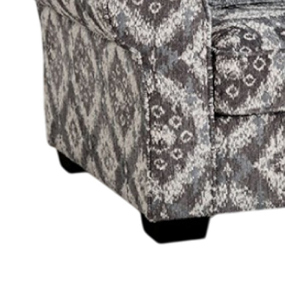 Berrie Accent Chair | 1 Throw Pillow | Geometric Gray White Polyester BM333778