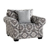Berrie Accent Chair | 1 Throw Pillow | Geometric Gray White Polyester