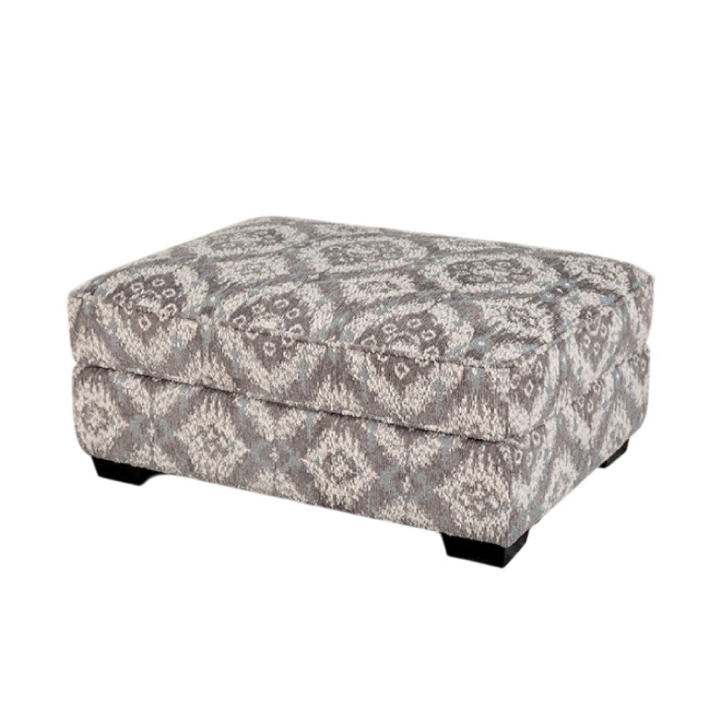 Berrie Ottoman | Geometric Gray White Polyester | Solid Wood | 40’’ BM333779