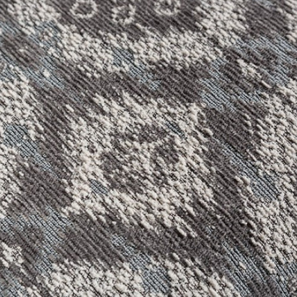 Berrie Ottoman | Geometric Gray White Polyester | Solid Wood | 40’’ BM333779