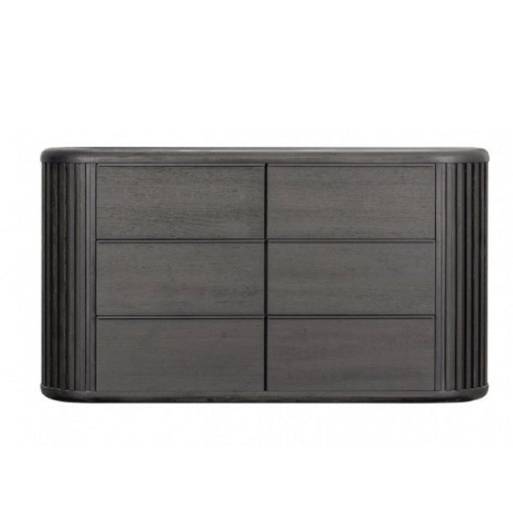 Sheim Wide Dresser | Modern Fluted Reeded Black Solid Acacia Wood BM333781