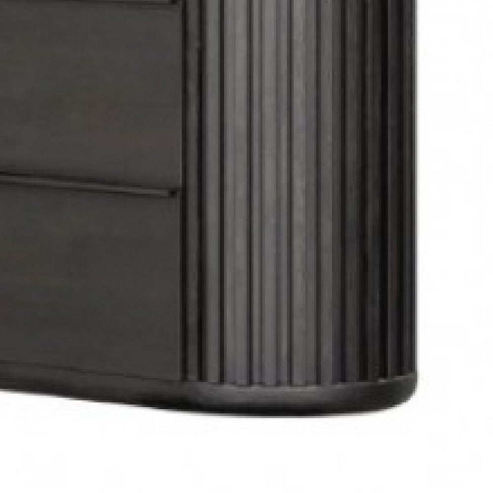 Sheim Wide Dresser | Modern Fluted Reeded Black Solid Acacia Wood BM333781