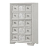 Diaz Tall Dresser Chest | 5 Drawers | Sunburst Metal Design Light Gray BM333782