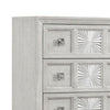 Diaz Tall Dresser Chest | 5 Drawers | Sunburst Metal Design Light Gray BM333782
