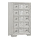 Diaz Tall Dresser Chest | 5 Drawers | Sunburst Metal Design Light Gray