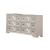 Diaz Wide Dresser | 6 Drawers | Sunburst Metal Design Light Gray Wood BM333783