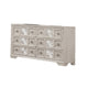 Diaz Wide Dresser | 6 Drawers | Sunburst Metal Design Light Gray Wood BM333783