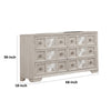 Diaz Wide Dresser | 6 Drawers | Sunburst Metal Design Light Gray Wood BM333783