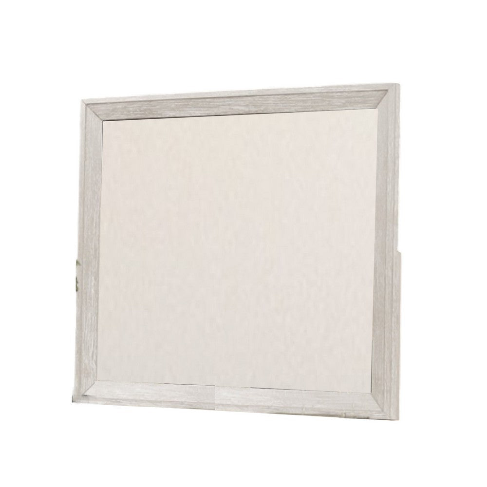 Diaz Dresser Mirror with Beveled Design | Light Gray Wood Frame 38x44 BM333784